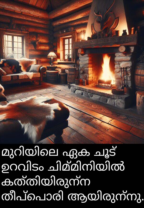 ചൂട്: മുറിയിലെ ഏക ചൂട് ഉറവിടം ചിമ്മിനിയിൽ കത്തിയിരുന്ന തീപ്പൊരി ആയിരുന്നു.