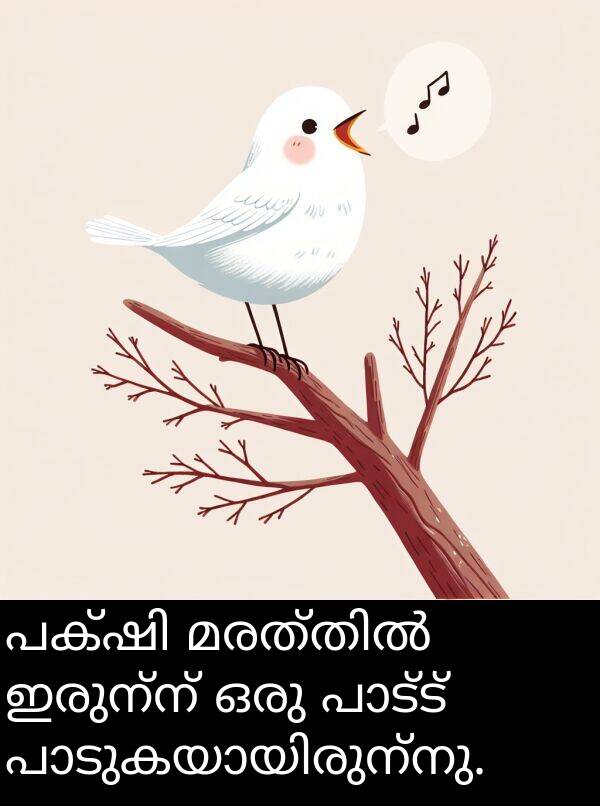 ഇരുന്ന്: പക്ഷി മരത്തിൽ ഇരുന്ന് ഒരു പാട്ട് പാടുകയായിരുന്നു.
