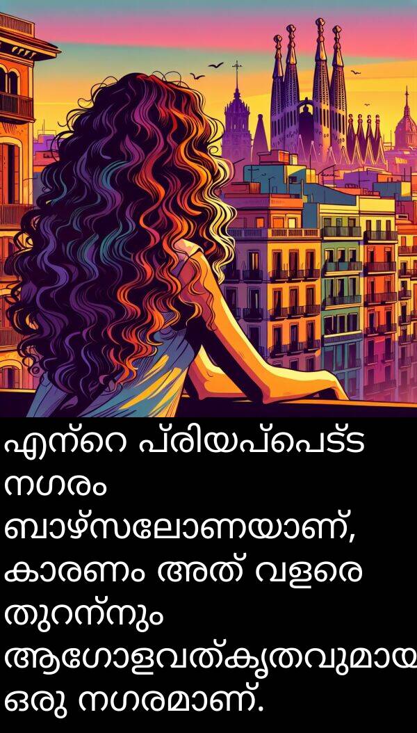 നഗരം: എന്റെ പ്രിയപ്പെട്ട നഗരം ബാഴ്സലോണയാണ്, കാരണം അത് വളരെ തുറന്നും ആഗോളവത്കൃതവുമായ ഒരു നഗരമാണ്.