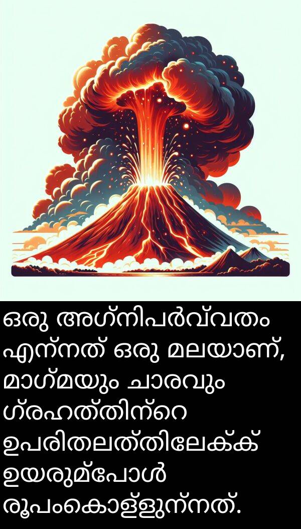 രൂപംകൊള്ളുന്നത്: ഒരു അഗ്നിപർവ്വതം എന്നത് ഒരു മലയാണ്, മാഗ്മയും ചാരവും ഗ്രഹത്തിന്റെ ഉപരിതലത്തിലേക്ക് ഉയരുമ്പോൾ രൂപംകൊള്ളുന്നത്.