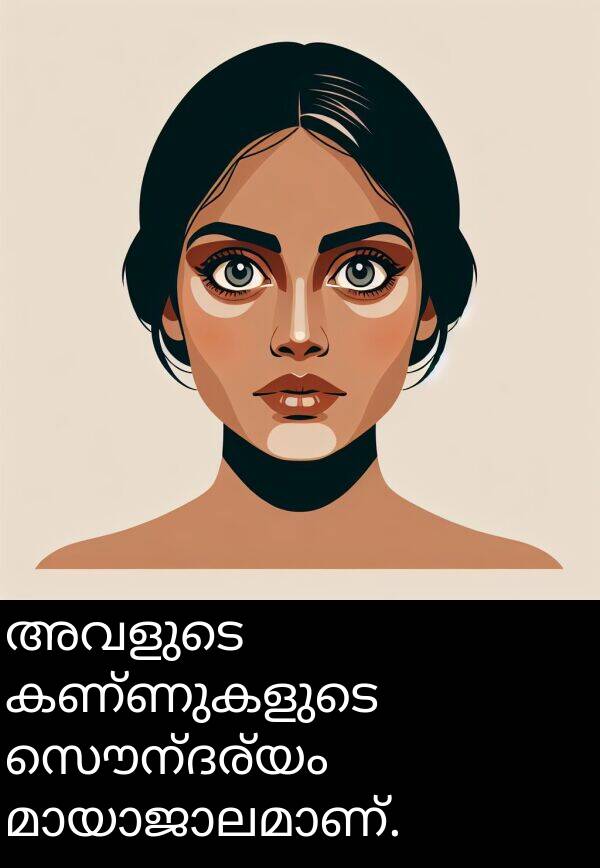 സൌന്ദര്യം: അവളുടെ കണ്ണുകളുടെ സൌന്ദര്യം മായാജാലമാണ്.
