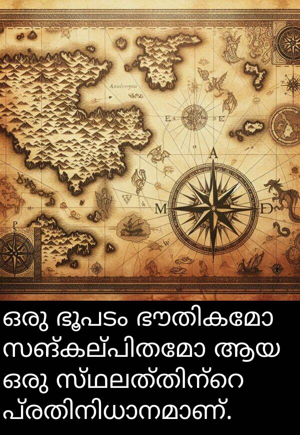 ഭൂപടം: ഒരു ഭൂപടം ഭൗതികമോ സങ്കല്പിതമോ ആയ ഒരു സ്ഥലത്തിന്റെ പ്രതിനിധാനമാണ്.