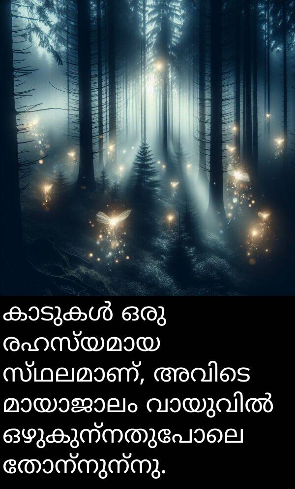 ഒഴുകുന്നതുപോലെ: കാടുകൾ ഒരു രഹസ്യമായ സ്ഥലമാണ്, അവിടെ മായാജാലം വായുവിൽ ഒഴുകുന്നതുപോലെ തോന്നുന്നു.