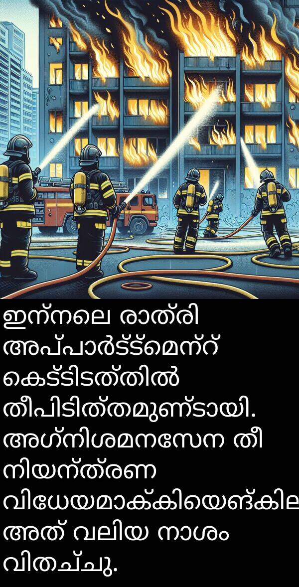 ഇന്നലെ: ഇന്നലെ രാത്രി അപ്പാർട്ട്‌മെന്റ് കെട്ടിടത്തിൽ തീപിടിത്തമുണ്ടായി. അഗ്നിശമനസേന തീ നിയന്ത്രണ വിധേയമാക്കിയെങ്കിലും, അത് വലിയ നാശം വിതച്ചു.