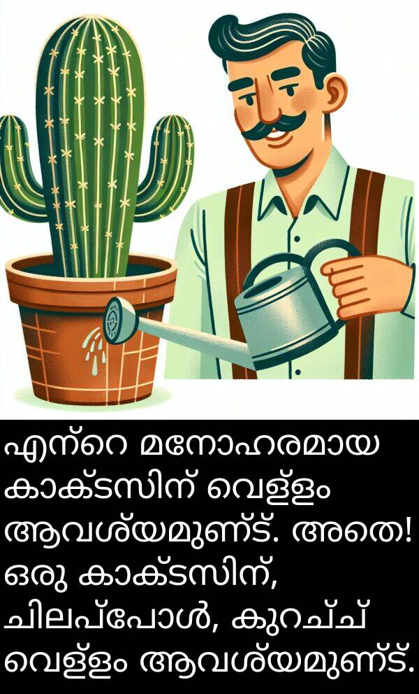 വെള്ളം: എന്റെ മനോഹരമായ കാക്ടസിന് വെള്ളം ആവശ്യമുണ്ട്. അതെ! ഒരു കാക്ടസിന്, ചിലപ്പോൾ, കുറച്ച് വെള്ളം ആവശ്യമുണ്ട്.