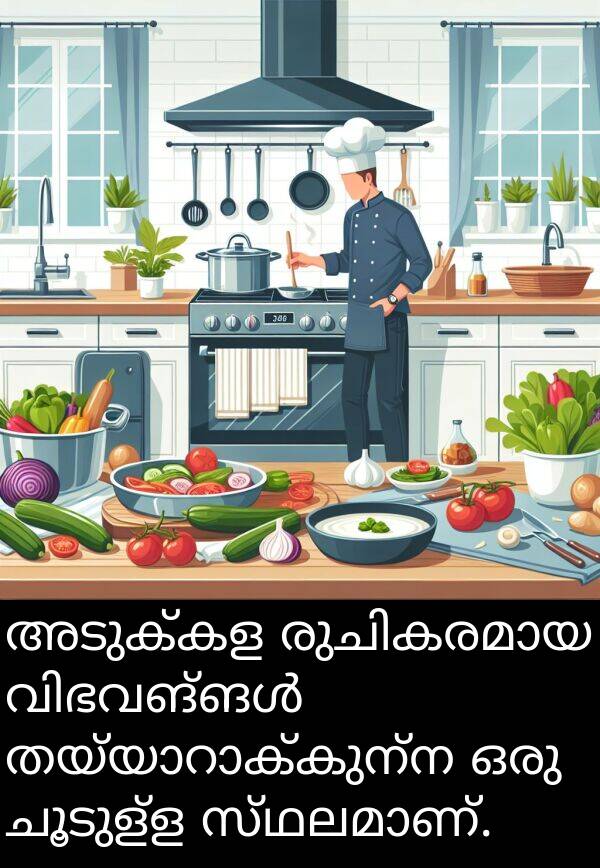 ചൂടുള്ള: അടുക്കള രുചികരമായ വിഭവങ്ങൾ തയ്യാറാക്കുന്ന ഒരു ചൂടുള്ള സ്ഥലമാണ്.