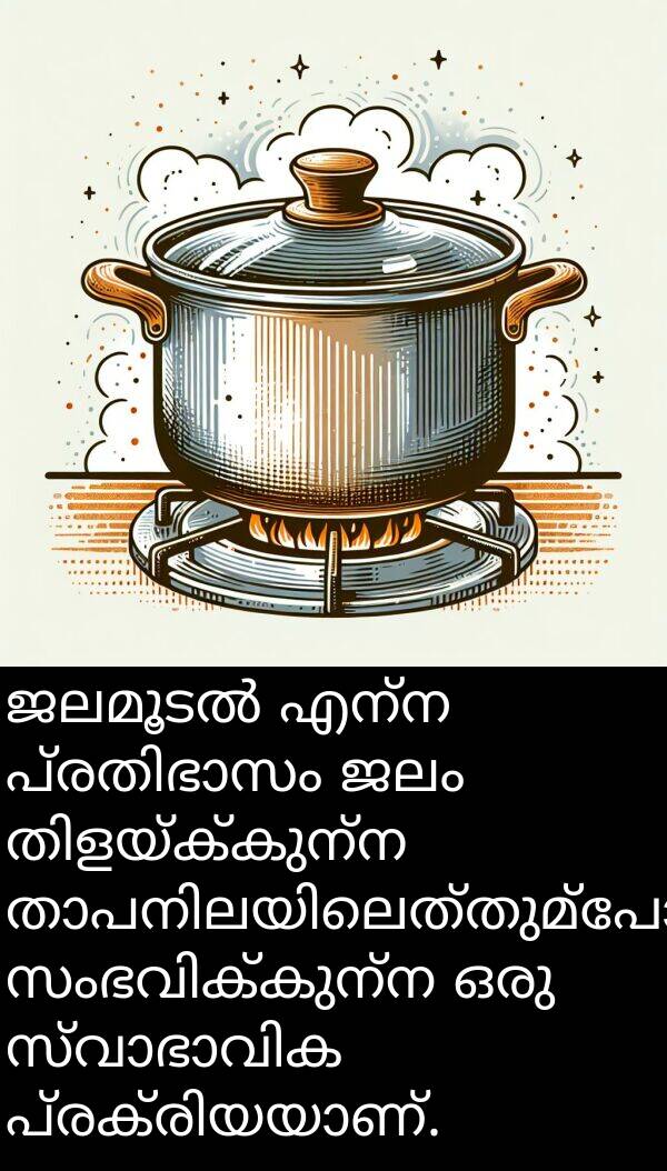 ജലം: ജലമൂടൽ എന്ന പ്രതിഭാസം ജലം തിളയ്ക്കുന്ന താപനിലയിലെത്തുമ്പോൾ സംഭവിക്കുന്ന ഒരു സ്വാഭാവിക പ്രക്രിയയാണ്.