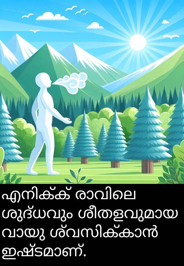 ശുദ്ധവും: എനിക്ക് രാവിലെ ശുദ്ധവും ശീതളവുമായ വായു ശ്വസിക്കാൻ ഇഷ്ടമാണ്.