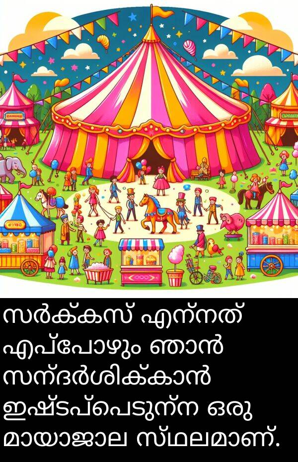 എന്നത്: സർക്കസ് എന്നത് എപ്പോഴും ഞാൻ സന്ദർശിക്കാൻ ഇഷ്ടപ്പെടുന്ന ഒരു മായാജാല സ്ഥലമാണ്.