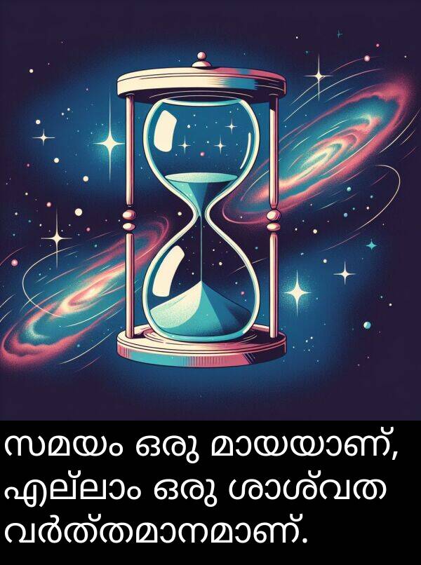 സമയം: സമയം ഒരു മായയാണ്, എല്ലാം ഒരു ശാശ്വത വർത്തമാനമാണ്.