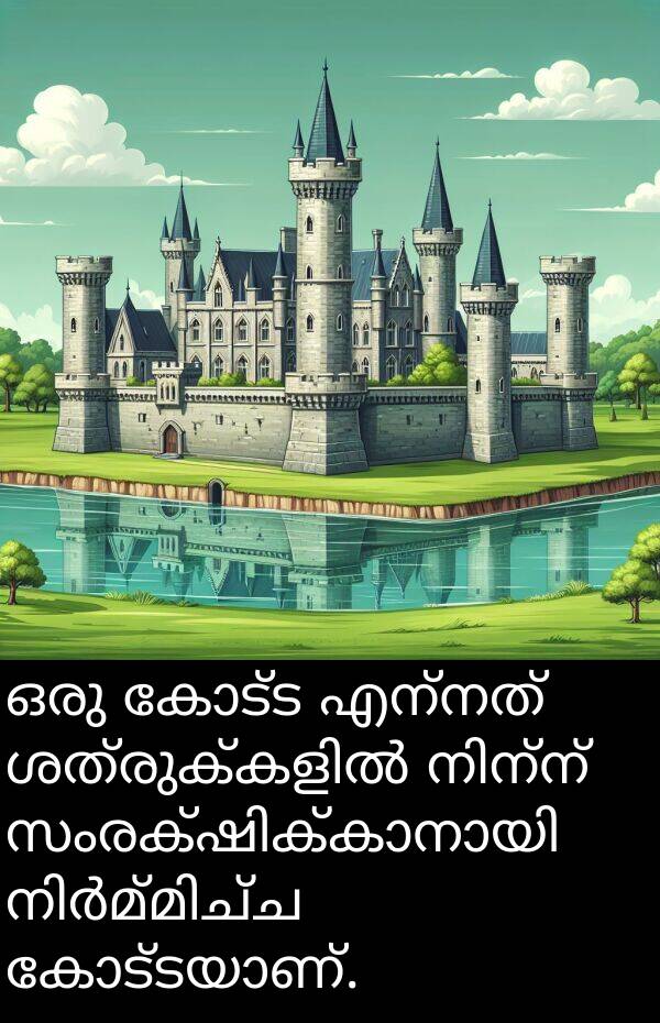 എന്നത്: ഒരു കോട്ട എന്നത് ശത്രുക്കളിൽ നിന്ന് സംരക്ഷിക്കാനായി നിർമ്മിച്ച കോട്ടയാണ്.
