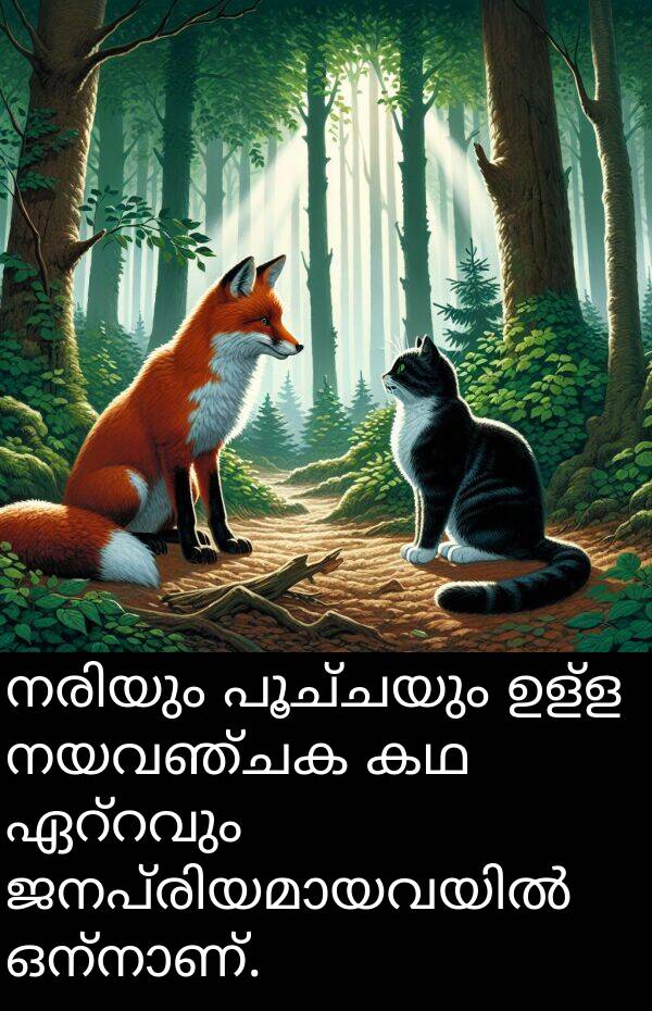നയവഞ്ചക: നരിയും പൂച്ചയും ഉള്ള നയവഞ്ചക കഥ ഏറ്റവും ജനപ്രിയമായവയിൽ ഒന്നാണ്.