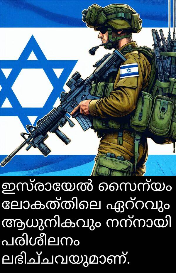 സൈന്യം: ഇസ്രായേൽ സൈന്യം ലോകത്തിലെ ഏറ്റവും ആധുനികവും നന്നായി പരിശീലനം ലഭിച്ചവയുമാണ്.