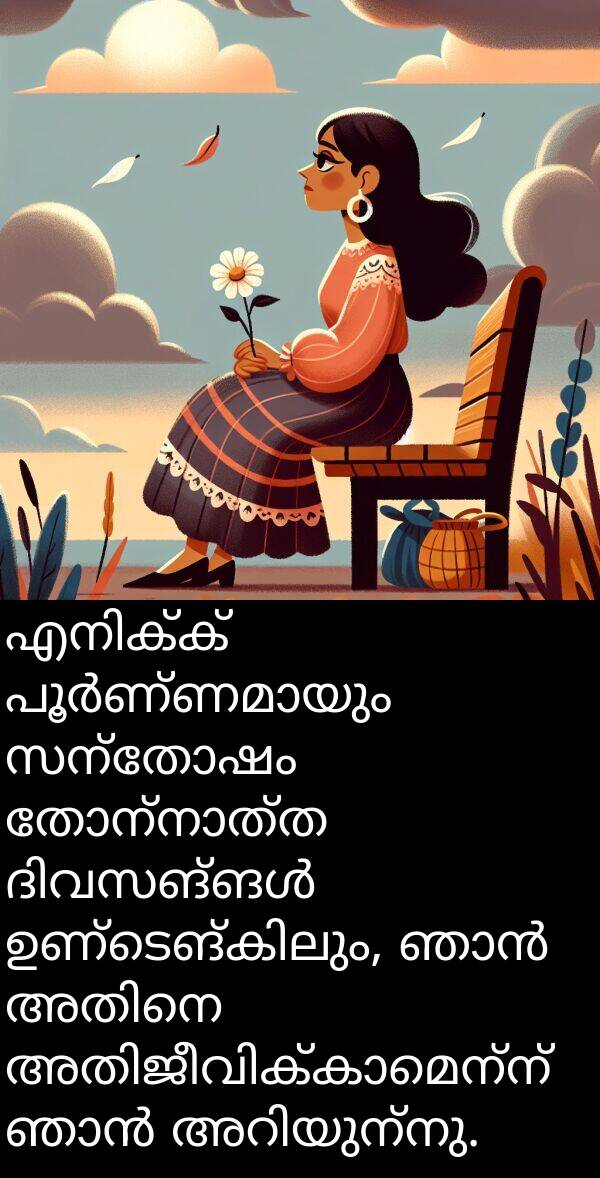 സന്തോഷം: എനിക്ക് പൂർണ്ണമായും സന്തോഷം തോന്നാത്ത ദിവസങ്ങൾ ഉണ്ടെങ്കിലും, ഞാൻ അതിനെ അതിജീവിക്കാമെന്ന് ഞാൻ അറിയുന്നു.