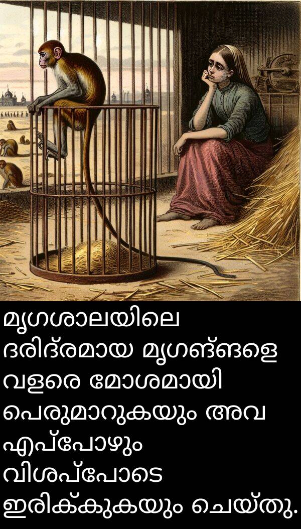 മൃഗങ്ങളെ: മൃഗശാലയിലെ ദരിദ്രമായ മൃഗങ്ങളെ വളരെ മോശമായി പെരുമാറുകയും അവ എപ്പോഴും വിശപ്പോടെ ഇരിക്കുകയും ചെയ്തു.