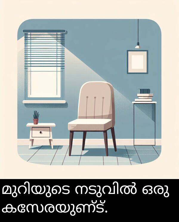 ഒരു: മുറിയുടെ നടുവിൽ ഒരു കസേരയുണ്ട്.