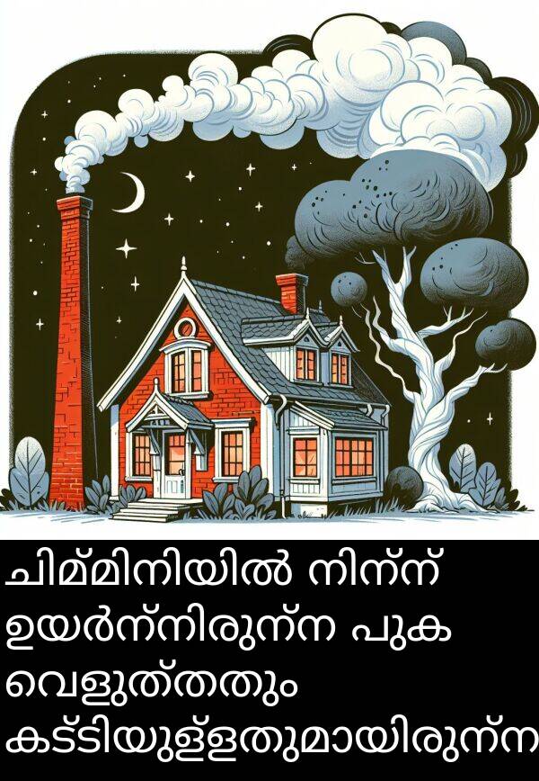 വെളുത്തതും: ചിമ്മിനിയിൽ നിന്ന് ഉയർന്നിരുന്ന പുക വെളുത്തതും കട്ടിയുള്ളതുമായിരുന്നു.