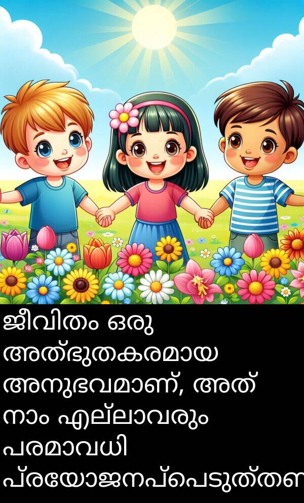 പ്രയോജനപ്പെടുത്തണം: ജീവിതം ഒരു അത്ഭുതകരമായ അനുഭവമാണ്, അത് നാം എല്ലാവരും പരമാവധി പ്രയോജനപ്പെടുത്തണം.