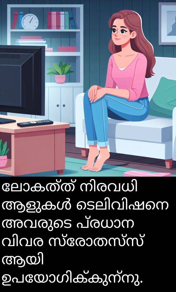 ലോകത്ത്: ലോകത്ത് നിരവധി ആളുകൾ ടെലിവിഷനെ അവരുടെ പ്രധാന വിവര സ്രോതസ്സ് ആയി ഉപയോഗിക്കുന്നു.