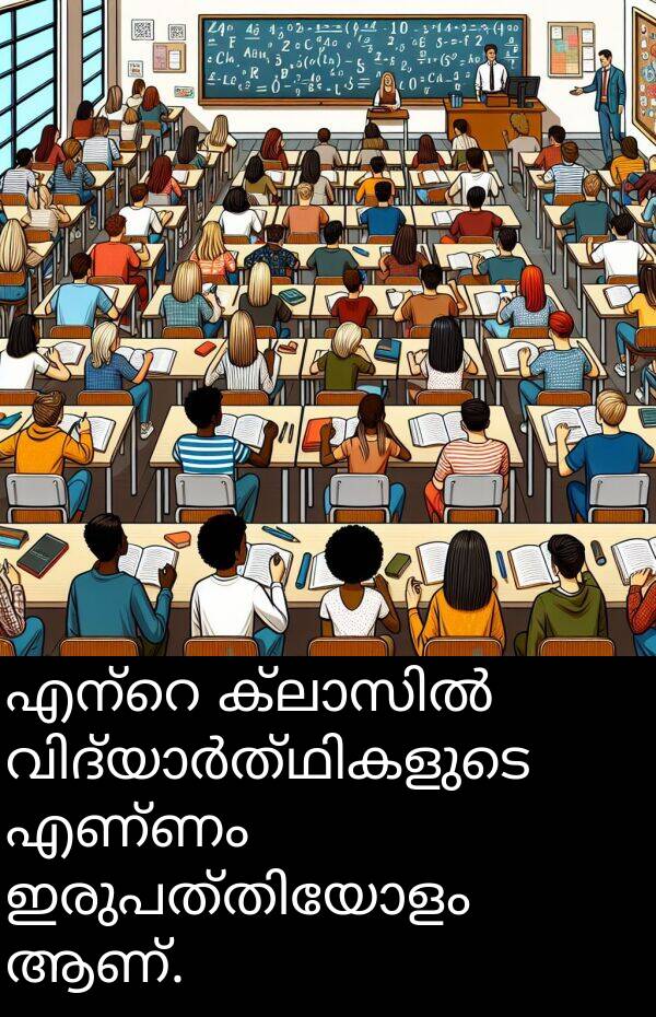 ആണ്: എന്റെ ക്ലാസിൽ വിദ്യാർത്ഥികളുടെ എണ്ണം ഇരുപത്തിയോളം ആണ്.
