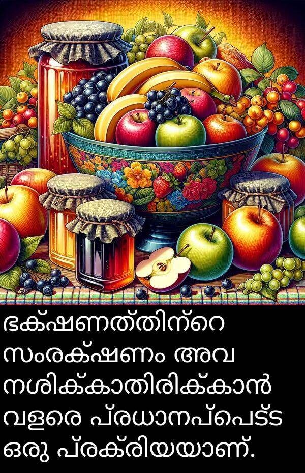 സംരക്ഷണം: ഭക്ഷണത്തിന്റെ സംരക്ഷണം അവ നശിക്കാതിരിക്കാൻ വളരെ പ്രധാനപ്പെട്ട ഒരു പ്രക്രിയയാണ്.