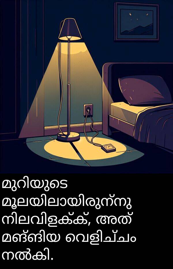 അത്: മുറിയുടെ മൂലയിലായിരുന്നു നിലവിളക്ക്, അത് മങ്ങിയ വെളിച്ചം നൽകി.