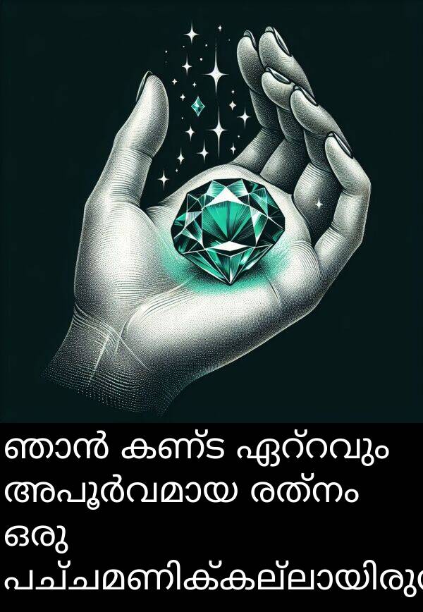 കണ്ട: ഞാൻ കണ്ട ഏറ്റവും അപൂർവമായ രത്‌നം ഒരു പച്ചമണിക്കല്ലായിരുന്നു.