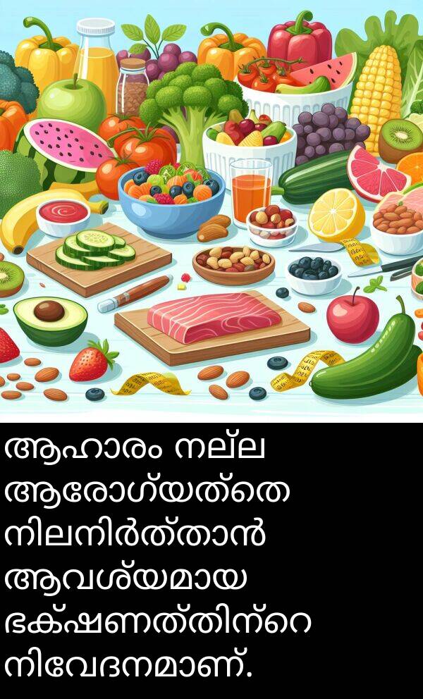 നല്ല: ആഹാരം നല്ല ആരോഗ്യത്തെ നിലനിർത്താൻ ആവശ്യമായ ഭക്ഷണത്തിന്റെ നിവേദനമാണ്.