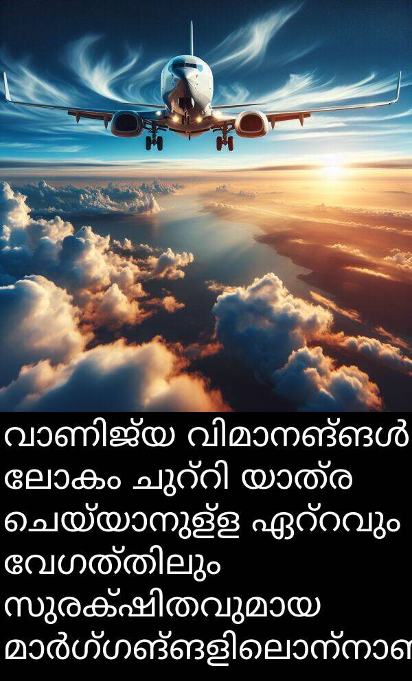 ലോകം: വാണിജ്യ വിമാനങ്ങൾ ലോകം ചുറ്റി യാത്ര ചെയ്യാനുള്ള ഏറ്റവും വേഗത്തിലും സുരക്ഷിതവുമായ മാർഗ്ഗങ്ങളിലൊന്നാണ്.