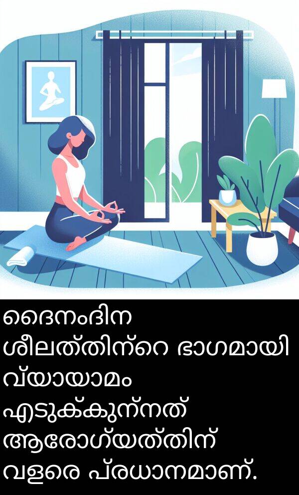 എടുക്കുന്നത്: ദൈനംദിന ശീലത്തിന്റെ ഭാഗമായി വ്യായാമം എടുക്കുന്നത് ആരോഗ്യത്തിന് വളരെ പ്രധാനമാണ്.