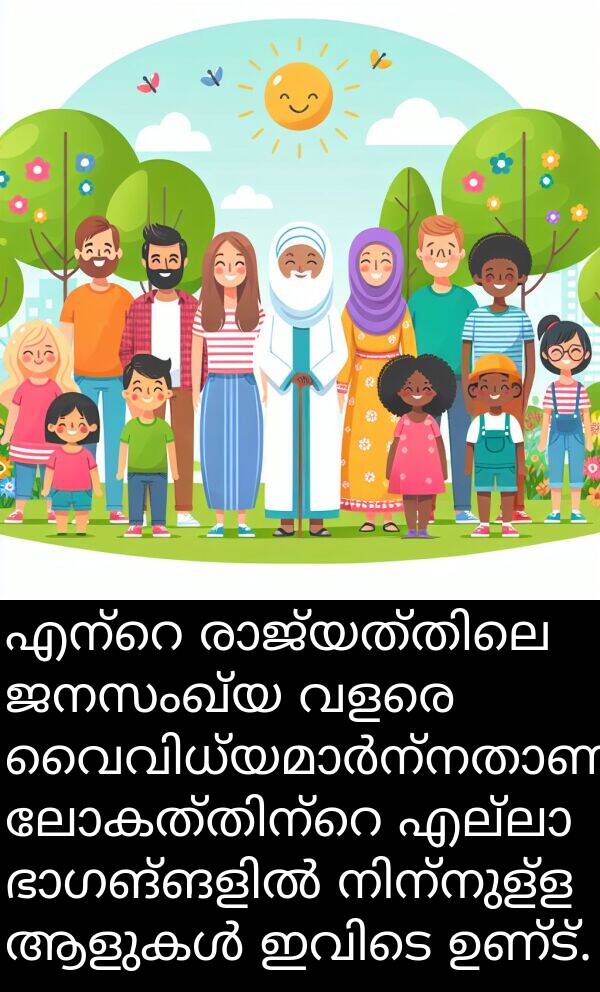 ജനസംഖ്യ: എന്റെ രാജ്യത്തിലെ ജനസംഖ്യ വളരെ വൈവിധ്യമാർന്നതാണ്, ലോകത്തിന്റെ എല്ലാ ഭാഗങ്ങളിൽ നിന്നുള്ള ആളുകൾ ഇവിടെ ഉണ്ട്.