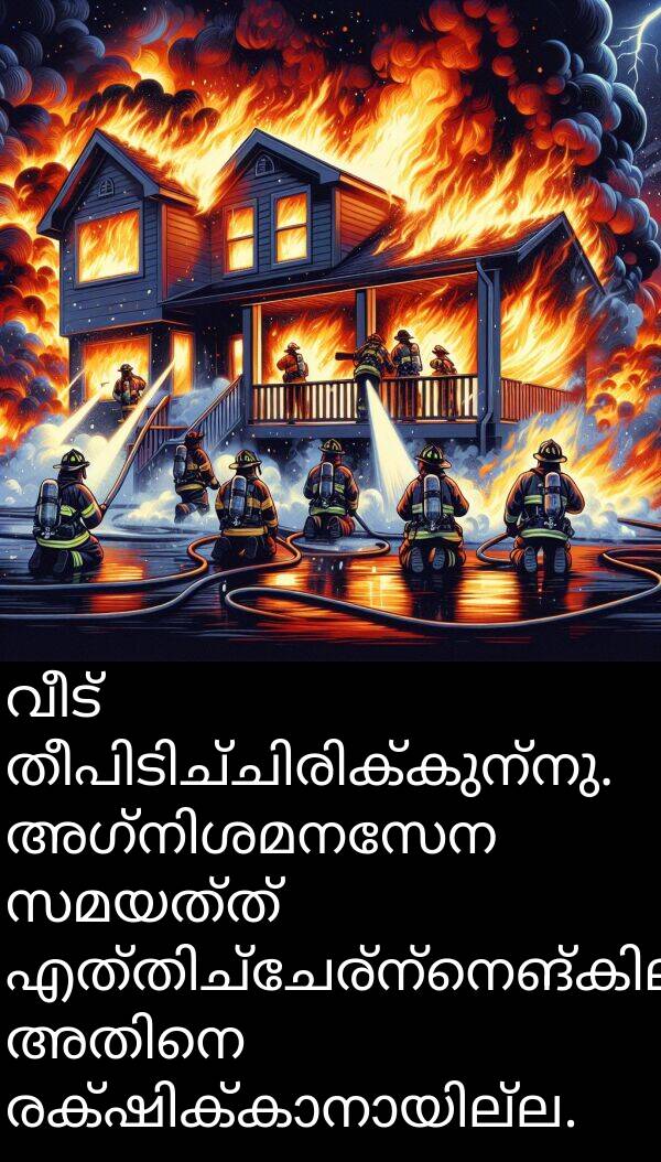 വീട്: വീട് തീപിടിച്ചിരിക്കുന്നു. അഗ്നിശമനസേന സമയത്ത് എത്തിച്ചേര്‍ന്നെങ്കിലും, അതിനെ രക്ഷിക്കാനായില്ല.