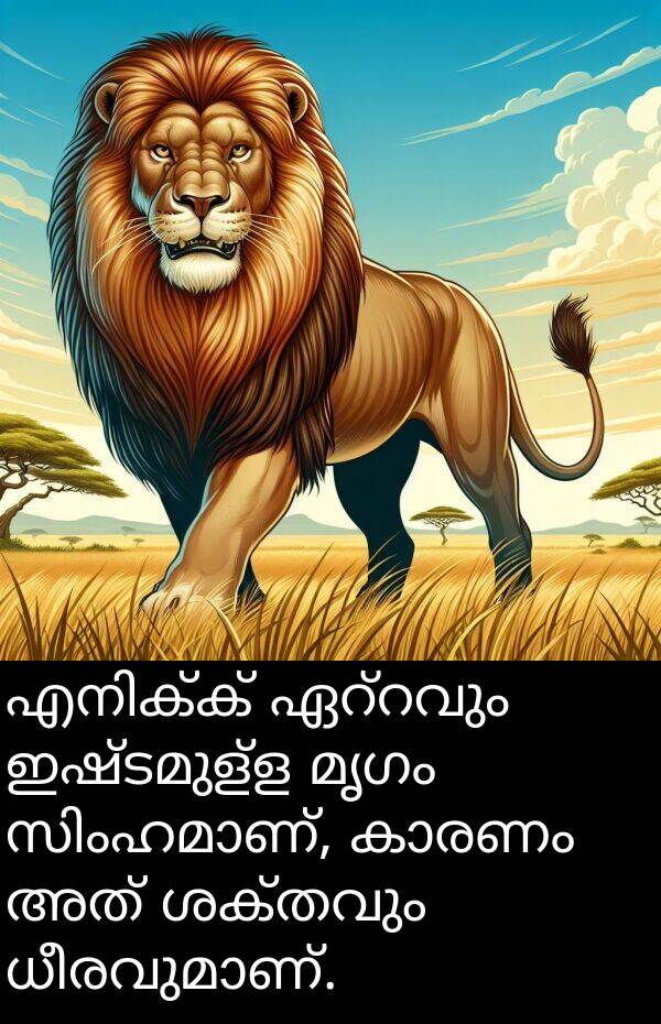 ഇഷ്ടമുള്ള: എനിക്ക് ഏറ്റവും ഇഷ്ടമുള്ള മൃഗം സിംഹമാണ്, കാരണം അത് ശക്തവും ധീരവുമാണ്.