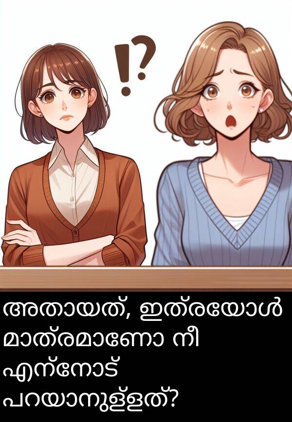 എന്നോട്: അതായത്, ഇത്രയോൾ മാത്രമാണോ നീ എന്നോട് പറയാനുള്ളത്?