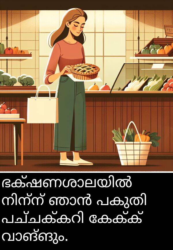 കേക്ക്: ഭക്ഷണശാലയിൽ നിന്ന് ഞാൻ പകുതി പച്ചക്കറി കേക്ക് വാങ്ങും.
