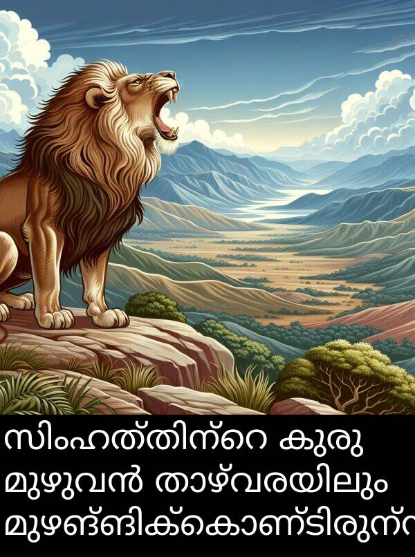 കുരു: സിംഹത്തിന്റെ കുരു മുഴുവൻ താഴ്വരയിലും മുഴങ്ങിക്കൊണ്ടിരുന്നു.