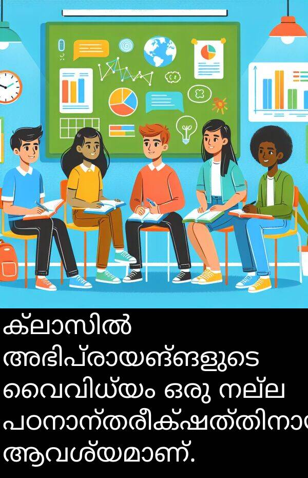 നല്ല: ക്ലാസിൽ അഭിപ്രായങ്ങളുടെ വൈവിധ്യം ഒരു നല്ല പഠനാന്തരീക്ഷത്തിനായി ആവശ്യമാണ്.