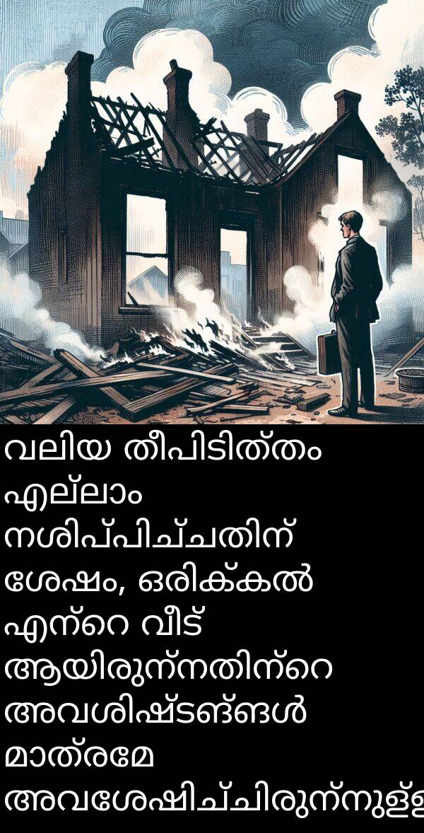 വീട്: വലിയ തീപിടിത്തം എല്ലാം നശിപ്പിച്ചതിന് ശേഷം, ഒരിക്കൽ എന്റെ വീട് ആയിരുന്നതിന്റെ അവശിഷ്ടങ്ങൾ മാത്രമേ അവശേഷിച്ചിരുന്നുള്ളൂ.