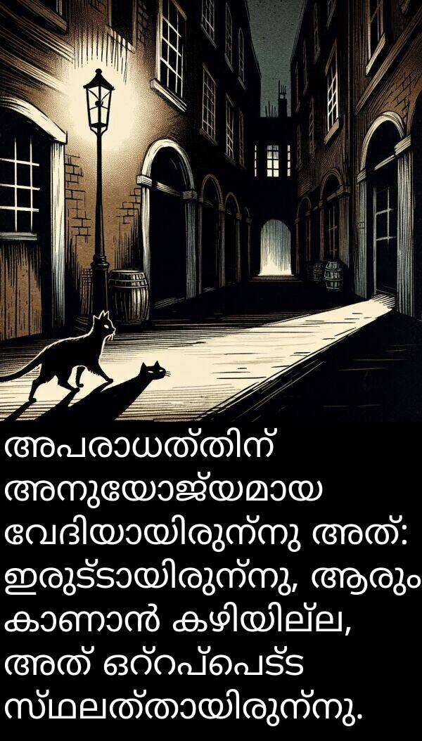 ആരും: അപരാധത്തിന് അനുയോജ്യമായ വേദിയായിരുന്നു അത്: ഇരുട്ടായിരുന്നു, ആരും കാണാൻ കഴിയില്ല, അത് ഒറ്റപ്പെട്ട സ്ഥലത്തായിരുന്നു.