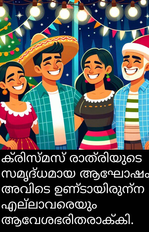 ആഘോഷം: ക്രിസ്മസ് രാത്രിയുടെ സമൃദ്ധമായ ആഘോഷം അവിടെ ഉണ്ടായിരുന്ന എല്ലാവരെയും ആവേശഭരിതരാക്കി.