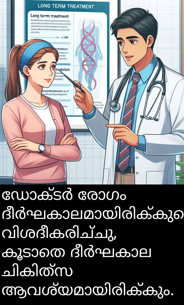 രോഗം: ഡോക്ടർ രോഗം ദീർഘകാലമായിരിക്കുമെന്ന് വിശദീകരിച്ചു, കൂടാതെ ദീർഘകാല ചികിത്സ ആവശ്യമായിരിക്കും.