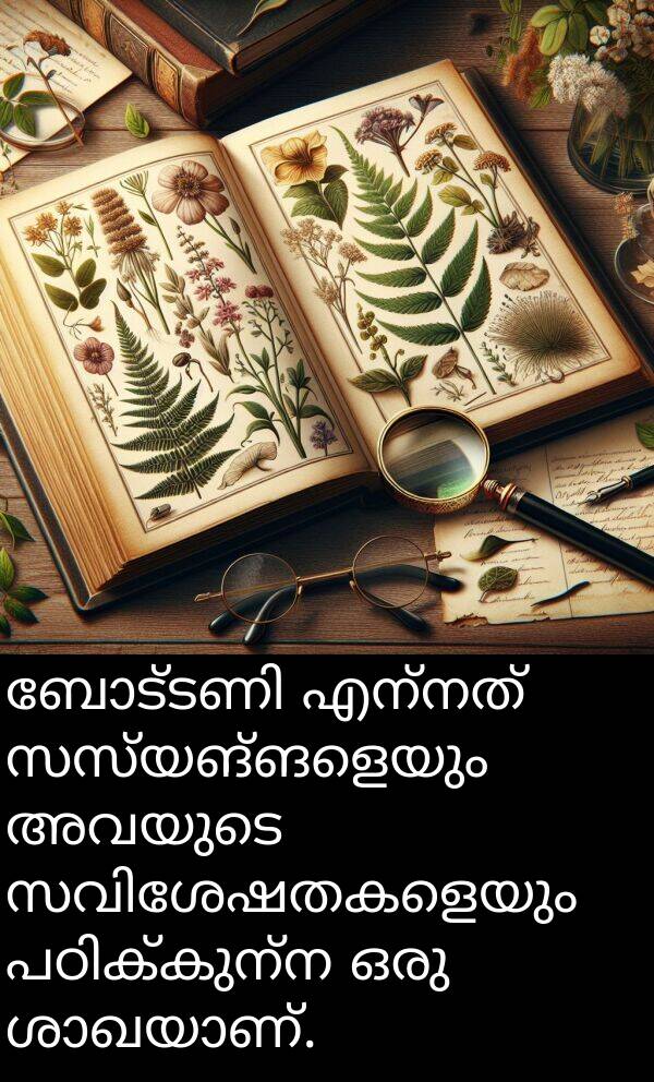 അവയുടെ: ബോട്ടണി എന്നത് സസ്യങ്ങളെയും അവയുടെ സവിശേഷതകളെയും പഠിക്കുന്ന ഒരു ശാഖയാണ്.