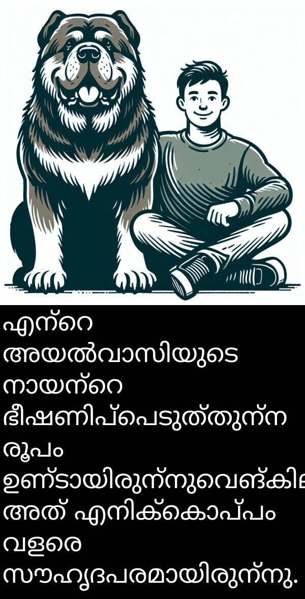 രൂപം: എന്റെ അയൽവാസിയുടെ നായന്റെ ഭീഷണിപ്പെടുത്തുന്ന രൂപം ഉണ്ടായിരുന്നുവെങ്കിലും, അത് എനിക്കൊപ്പം വളരെ സൗഹൃദപരമായിരുന്നു.