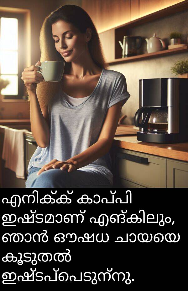 ഔഷധ: എനിക്ക് കാപ്പി ഇഷ്ടമാണ് എങ്കിലും, ഞാൻ ഔഷധ ചായയെ കൂടുതൽ ഇഷ്ടപ്പെടുന്നു.