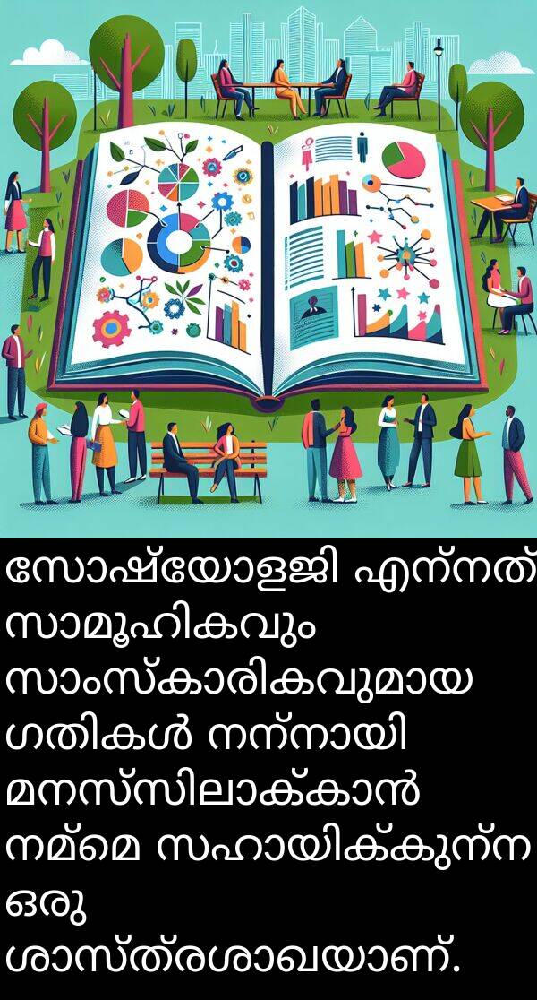 നമ്മെ: സോഷ്യോളജി എന്നത് സാമൂഹികവും സാംസ്കാരികവുമായ ഗതികൾ നന്നായി മനസ്സിലാക്കാൻ നമ്മെ സഹായിക്കുന്ന ഒരു ശാസ്ത്രശാഖയാണ്.