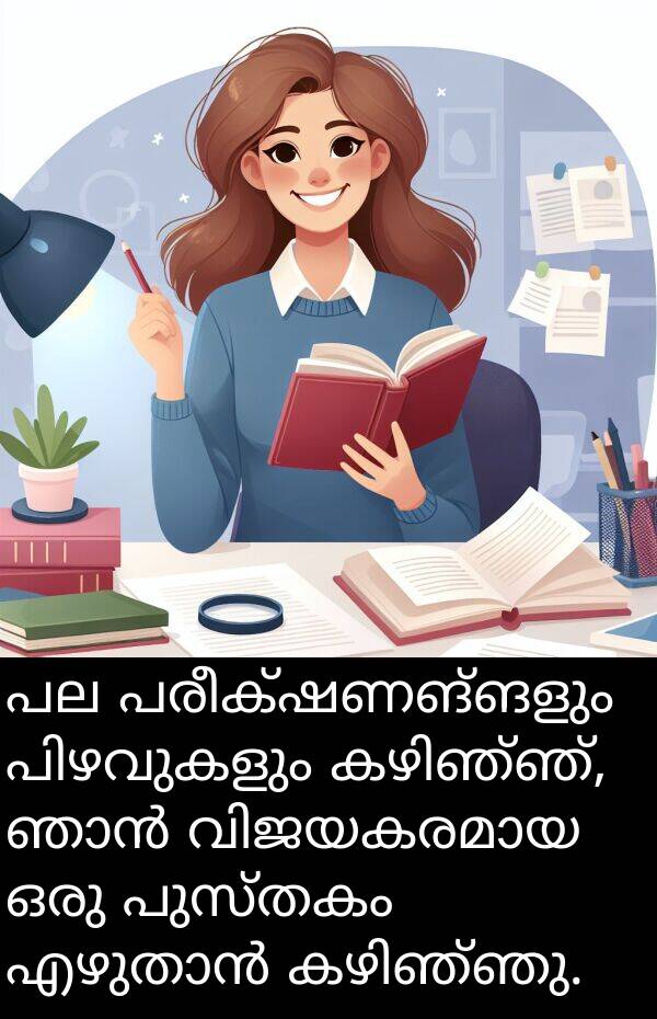 പരീക്ഷണങ്ങളും: പല പരീക്ഷണങ്ങളും പിഴവുകളും കഴിഞ്ഞ്, ഞാൻ വിജയകരമായ ഒരു പുസ്തകം എഴുതാൻ കഴിഞ്ഞു.