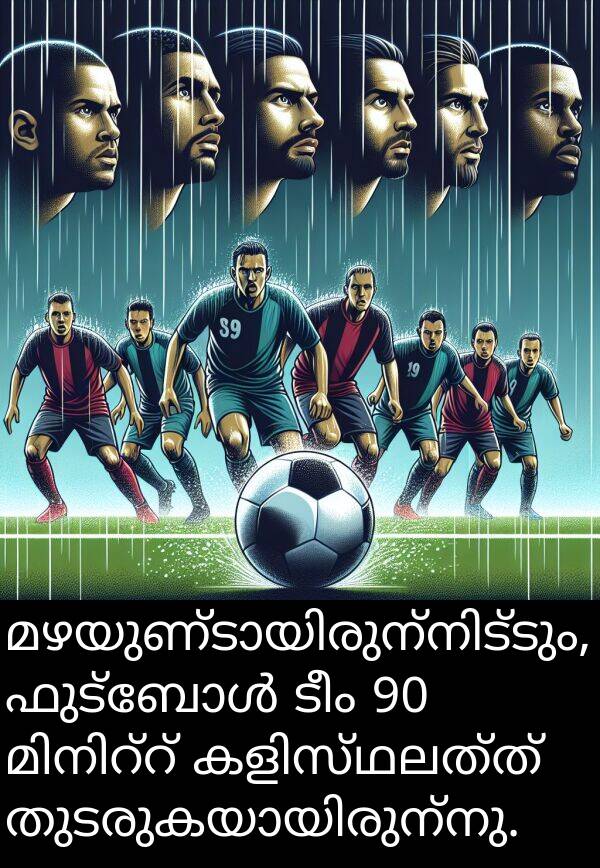 ടീം: മഴയുണ്ടായിരുന്നിട്ടും, ഫുട്ബോൾ ടീം 90 മിനിറ്റ് കളിസ്ഥലത്ത് തുടരുകയായിരുന്നു.