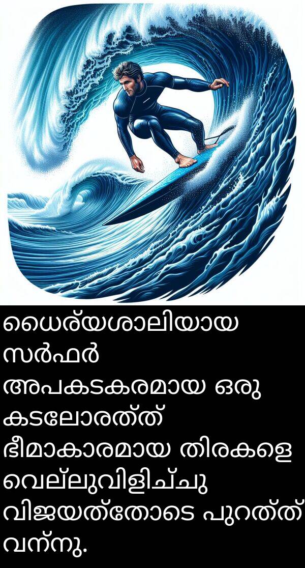 വന്നു: ധൈര്യശാലിയായ സർഫർ അപകടകരമായ ഒരു കടലോരത്ത് ഭീമാകാരമായ തിരകളെ വെല്ലുവിളിച്ചു വിജയത്തോടെ പുറത്ത് വന്നു.