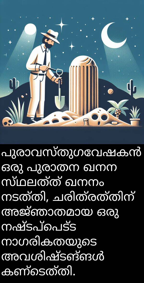 ഖനന: പുരാവസ്തുഗവേഷകൻ ഒരു പുരാതന ഖനന സ്ഥലത്ത് ഖനനം നടത്തി, ചരിത്രത്തിന് അജ്ഞാതമായ ഒരു നഷ്ടപ്പെട്ട നാഗരികതയുടെ അവശിഷ്ടങ്ങൾ കണ്ടെത്തി.