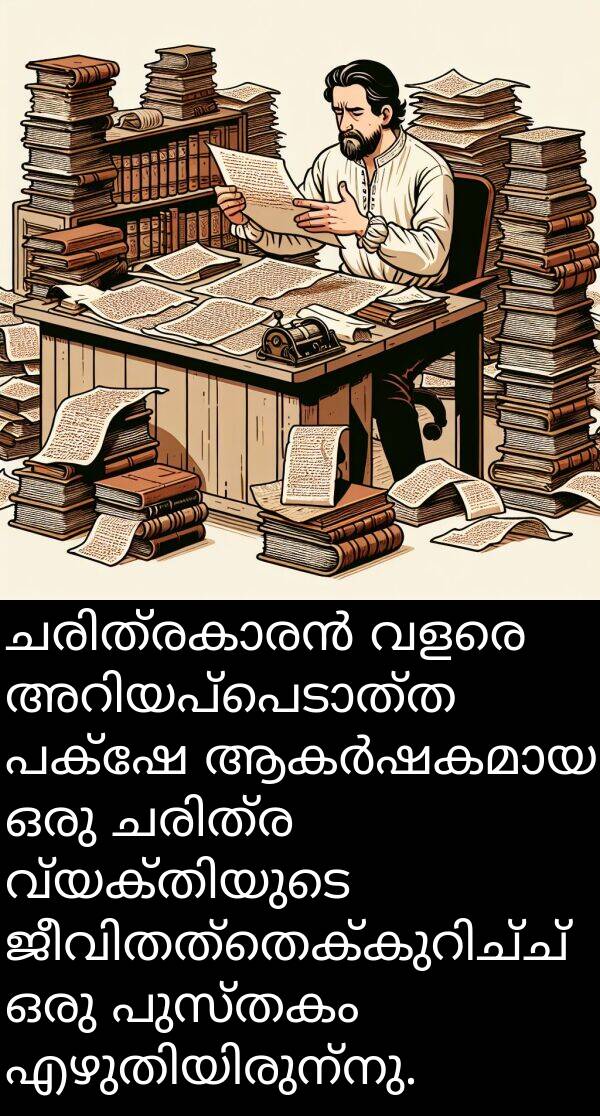 പുസ്തകം: ചരിത്രകാരൻ വളരെ അറിയപ്പെടാത്ത പക്ഷേ ആകർഷകമായ ഒരു ചരിത്ര വ്യക്തിയുടെ ജീവിതത്തെക്കുറിച്ച് ഒരു പുസ്തകം എഴുതിയിരുന്നു.